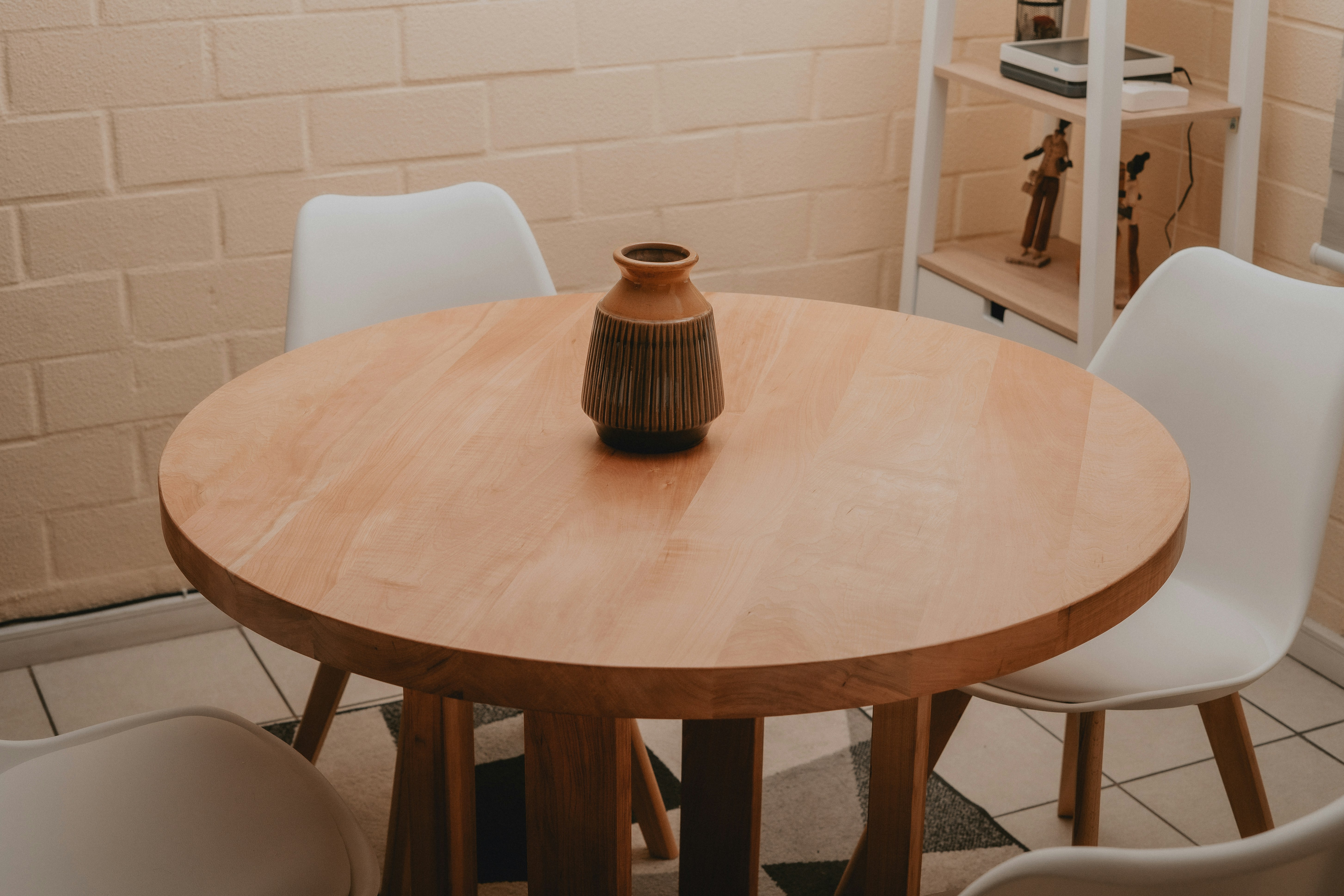 Brown table with a brown mug on top