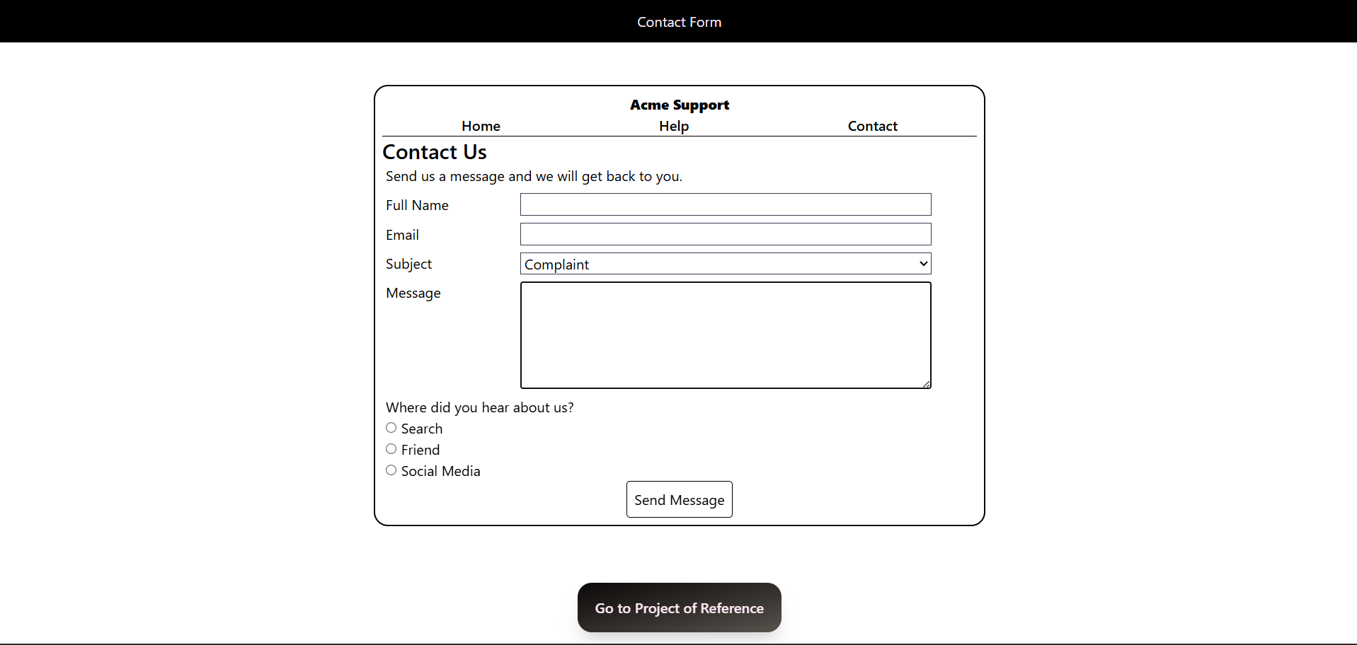 Contact Form screenshot